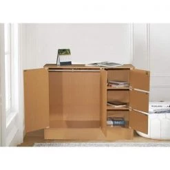 38.58 in. H Beech Wooden 3-Shelf 5-Door Standard Bookcase by HODEDAH 9 38.58 in. H Beech Wooden 3-Shelf 5-Door Standard Bookcase by HODEDAH -US Pride Furniture Shop beech hodedah bookcases bookshelves hi1116 beech 77 1000