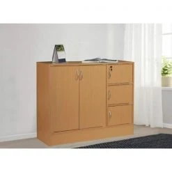 38.58 in. H Beech Wooden 3-Shelf 5-Door Standard Bookcase by HODEDAH 10 38.58 in. H Beech Wooden 3-Shelf 5-Door Standard Bookcase by HODEDAH -US Pride Furniture Shop beech hodedah bookcases bookshelves hi1116 beech c3 1000