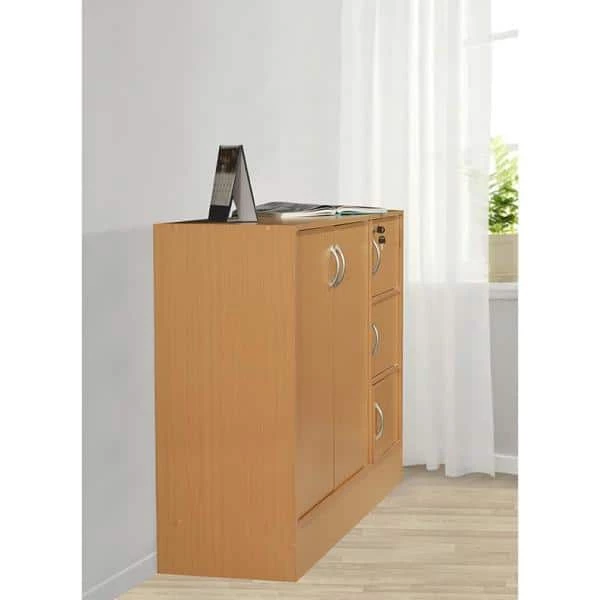 38.58 in. H Beech Wooden 3-Shelf 5-Door Standard Bookcase by HODEDAH 4 38.58 in. H Beech Wooden 3-Shelf 5-Door Standard Bookcase by HODEDAH - Image 2