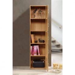 59 in. Beech Wood 5-shelf Standard Bookcase with Doors by HODEDAH 12 59 in. Beech Wood 5-shelf Standard Bookcase with Doors by HODEDAH -US Pride Furniture Shop beech hodedah bookcases bookshelves hid5 beech c3 1000