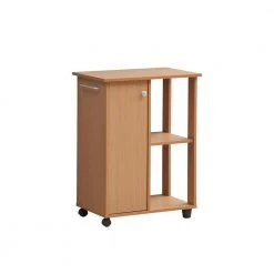 23.6 in. Wide Beech Open Shelves and Cabinet Space Kitchen Cart by HODEDAH