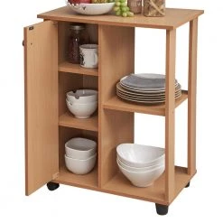 23.6 in. Wide Beech Open Shelves and Cabinet Space Kitchen Cart by HODEDAH -US Pride Furniture Shop beech hodedah kitchen carts hik73 beech 77 1000