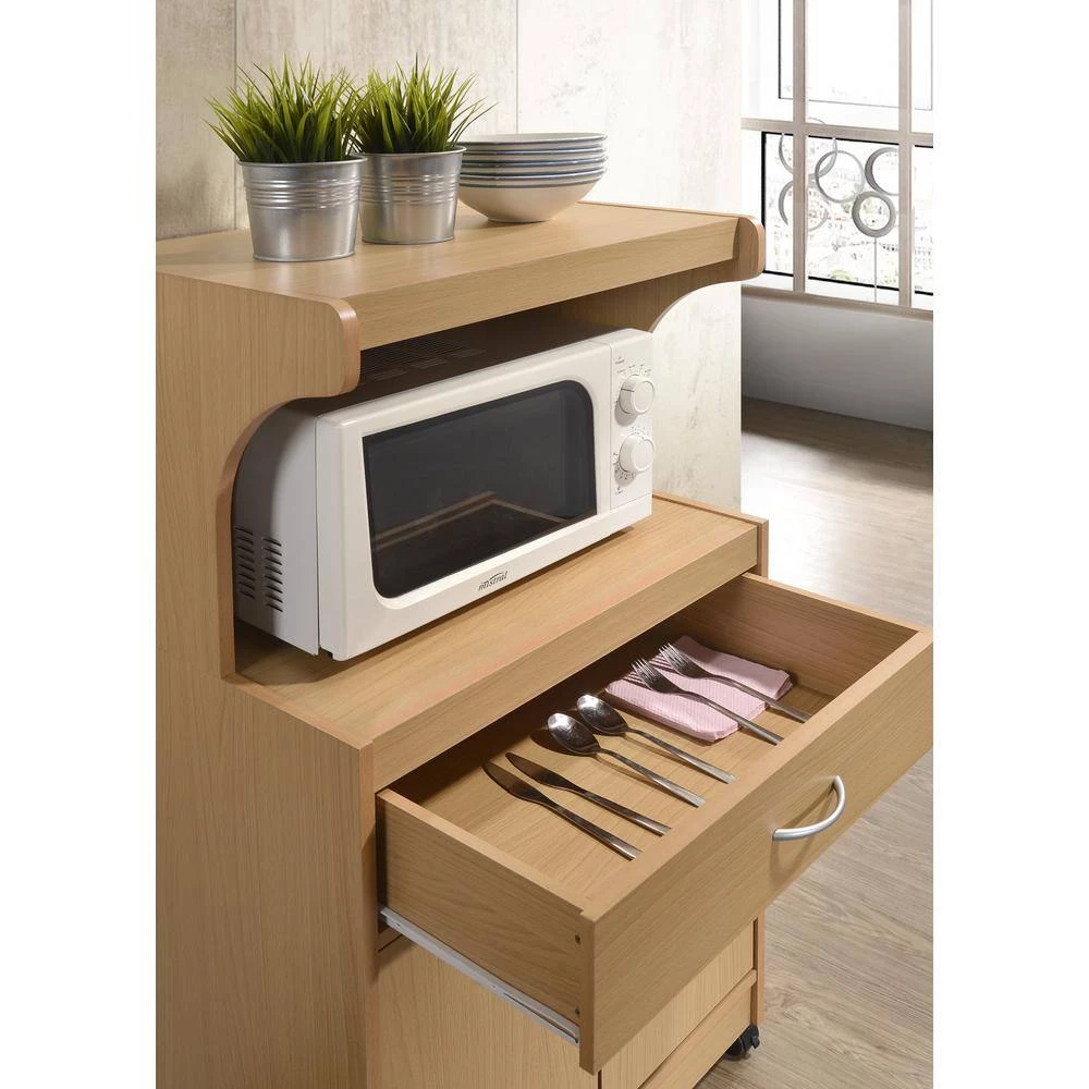 Beech Microwave Cart with Storage by HODEDAH 6 Beech Microwave Cart with Storage by HODEDAH - Image 4