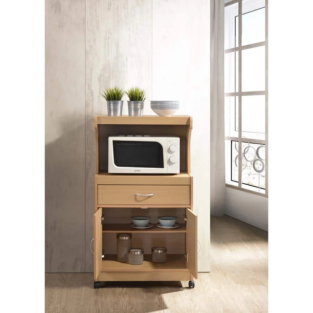 Beech Microwave Cart with Storage by HODEDAH 7 Beech Microwave Cart with Storage by HODEDAH - Image 5