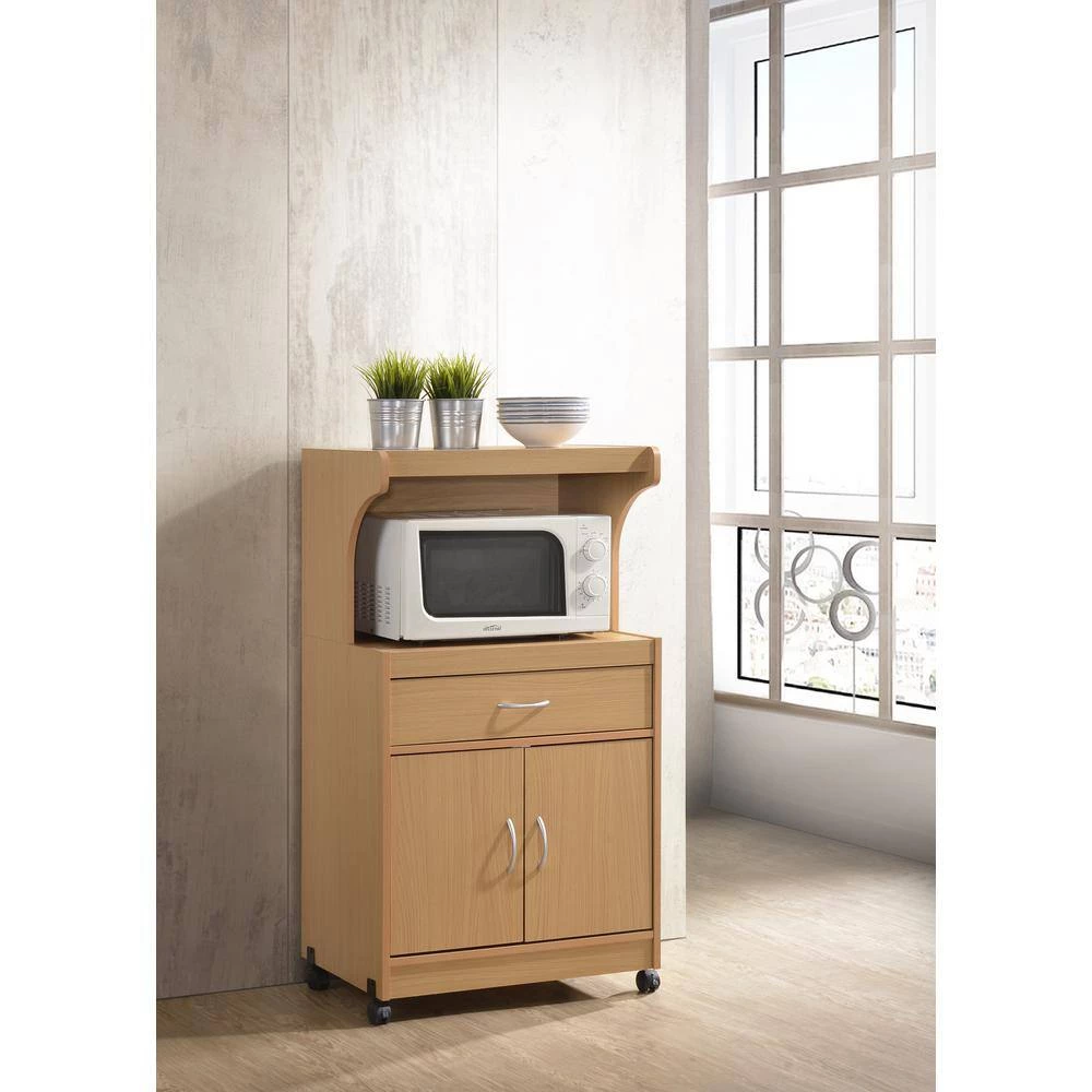 Beech Microwave Cart with Storage by HODEDAH 5 Beech Microwave Cart with Storage by HODEDAH - Image 3