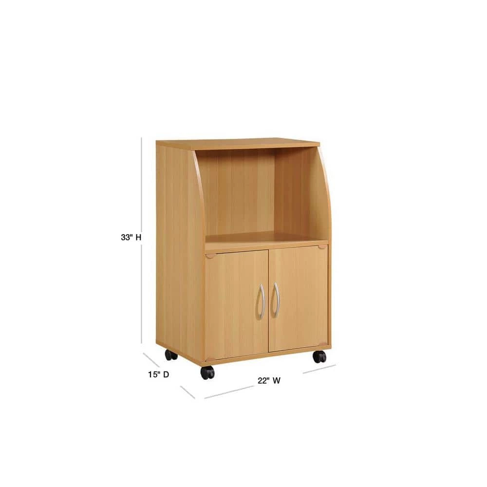Beech Microwave Cart with Storage by HODEDAH 4 Beech Microwave Cart with Storage by HODEDAH - Image 2