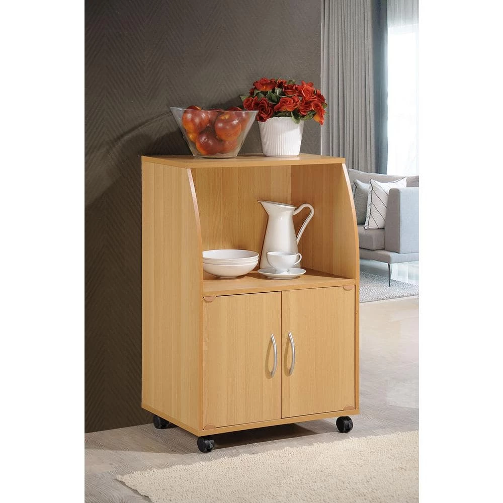 Beech Microwave Cart with Storage by HODEDAH 6 Beech Microwave Cart with Storage by HODEDAH - Image 4