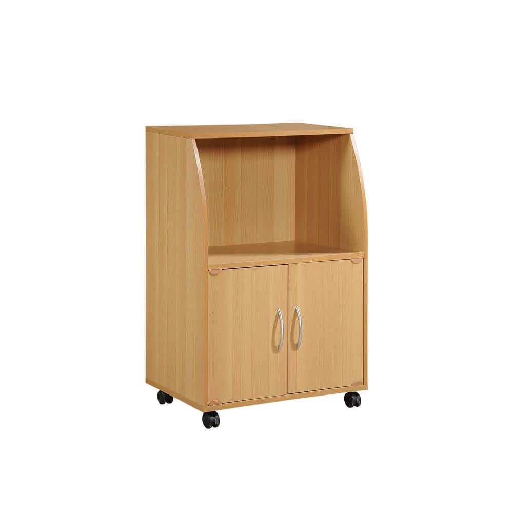 Beech Microwave Cart with Storage by HODEDAH 3 Beech Microwave Cart with Storage by HODEDAH