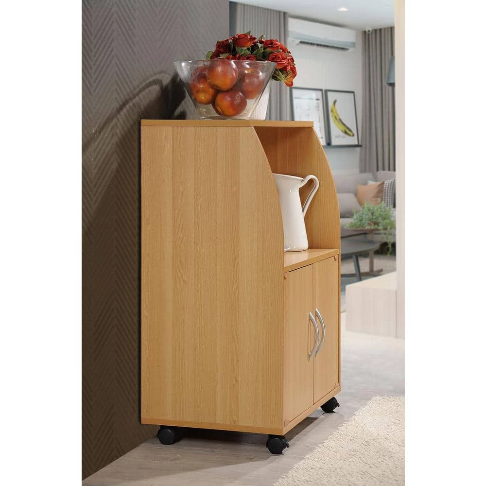 Beech Microwave Cart with Storage by HODEDAH 5 Beech Microwave Cart with Storage by HODEDAH - Image 3