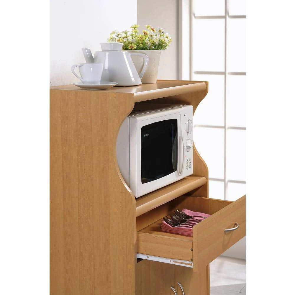 Beech Microwave Cart with Storage by HODEDAH 7 Beech Microwave Cart with Storage by HODEDAH - Image 5