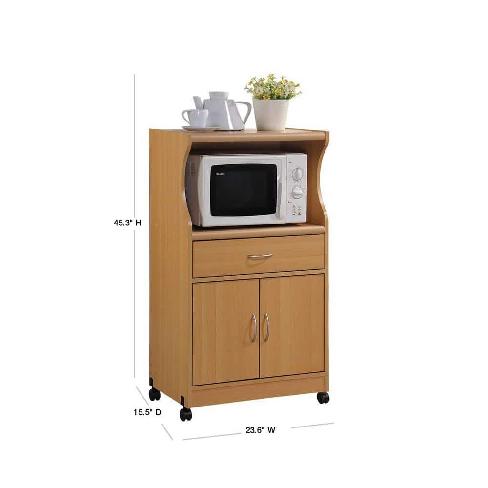 Beech Microwave Cart with Storage by HODEDAH 4 Beech Microwave Cart with Storage by HODEDAH - Image 2