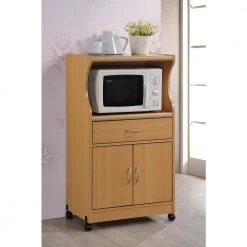 Beech Microwave Cart with Storage by HODEDAH 11 Beech Microwave Cart with Storage by HODEDAH -US Pride Furniture Shop beech hodedah microwave carts hik77 beech 4f 1000