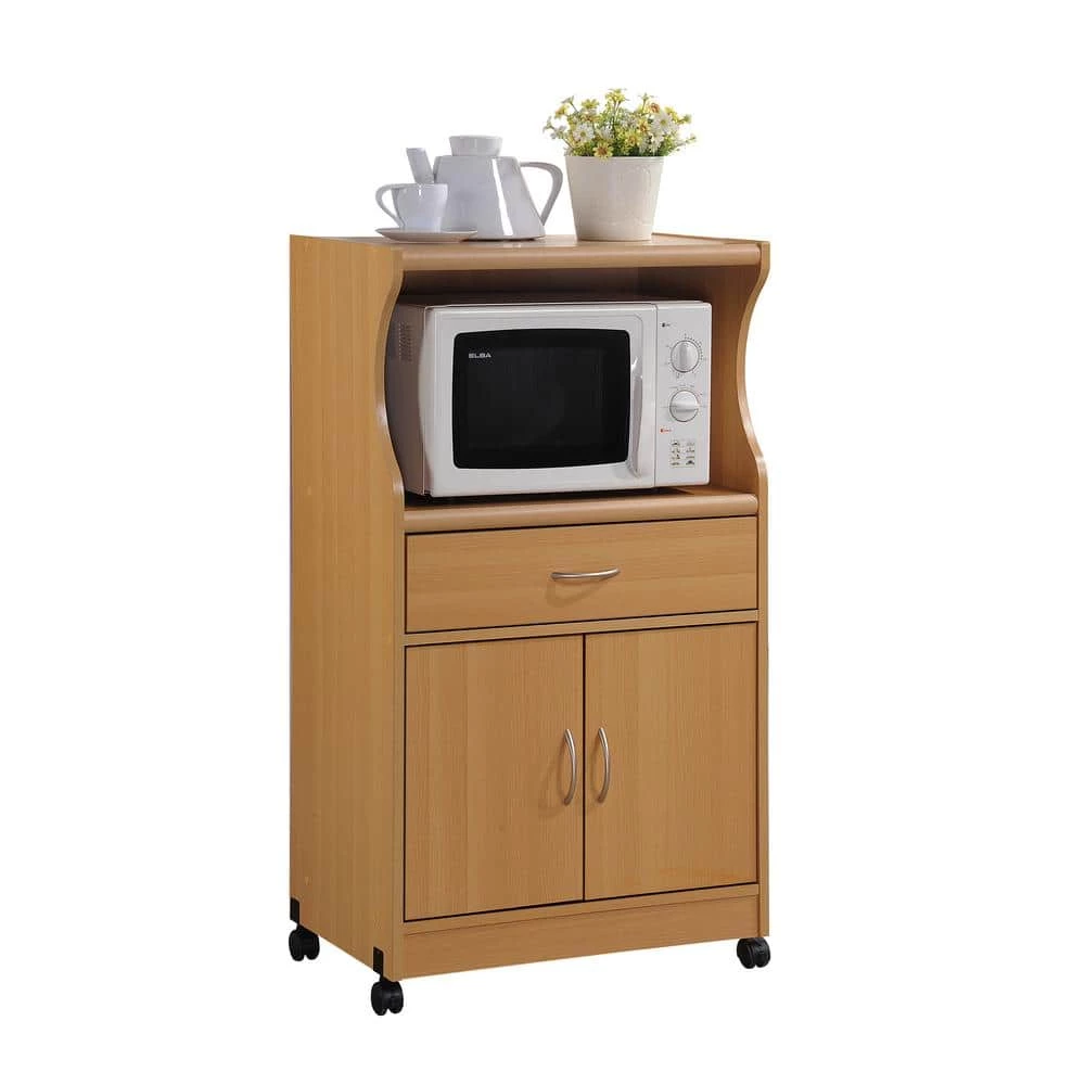 Beech Microwave Cart with Storage by HODEDAH 3 Beech Microwave Cart with Storage by HODEDAH