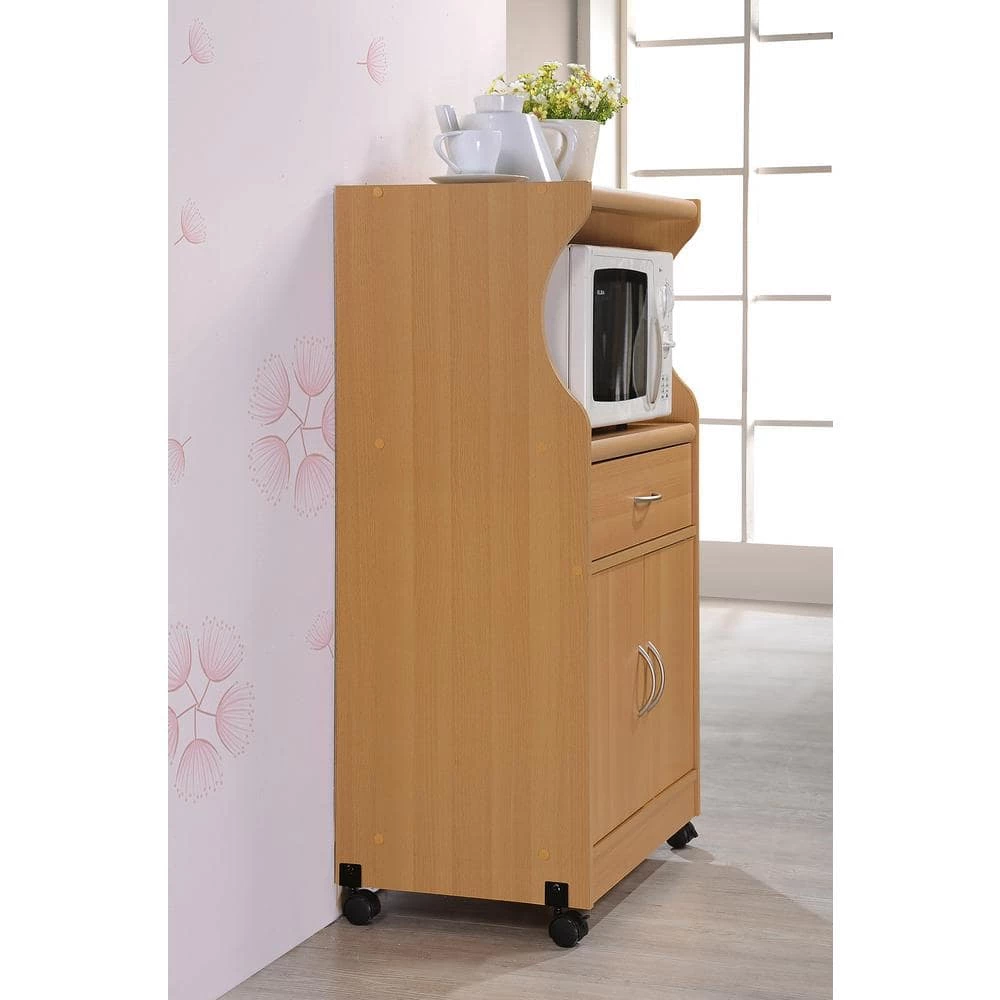 Beech Microwave Cart with Storage by HODEDAH 5 Beech Microwave Cart with Storage by HODEDAH - Image 3