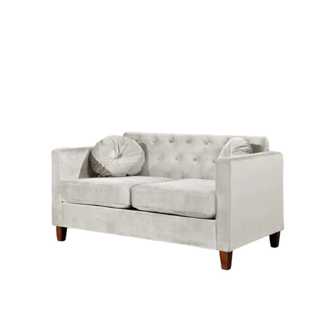Lory 55 in. Beige Velvet 2-Seats Lawson Loveseat with Square Arms by US Pride Furniture 3 Lory 55 in. Beige Velvet 2-Seats Lawson Loveseat with Square Arms by US Pride Furniture