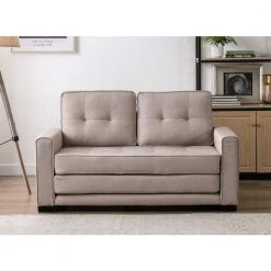 Bray 58 in. Beige Linen 2-Seater Twin Sleeper Sofa Bed with Removable Cushions by US Pride Furniture -US Pride Furniture Shop beige us pride furniture sofa beds s5335 31 1000