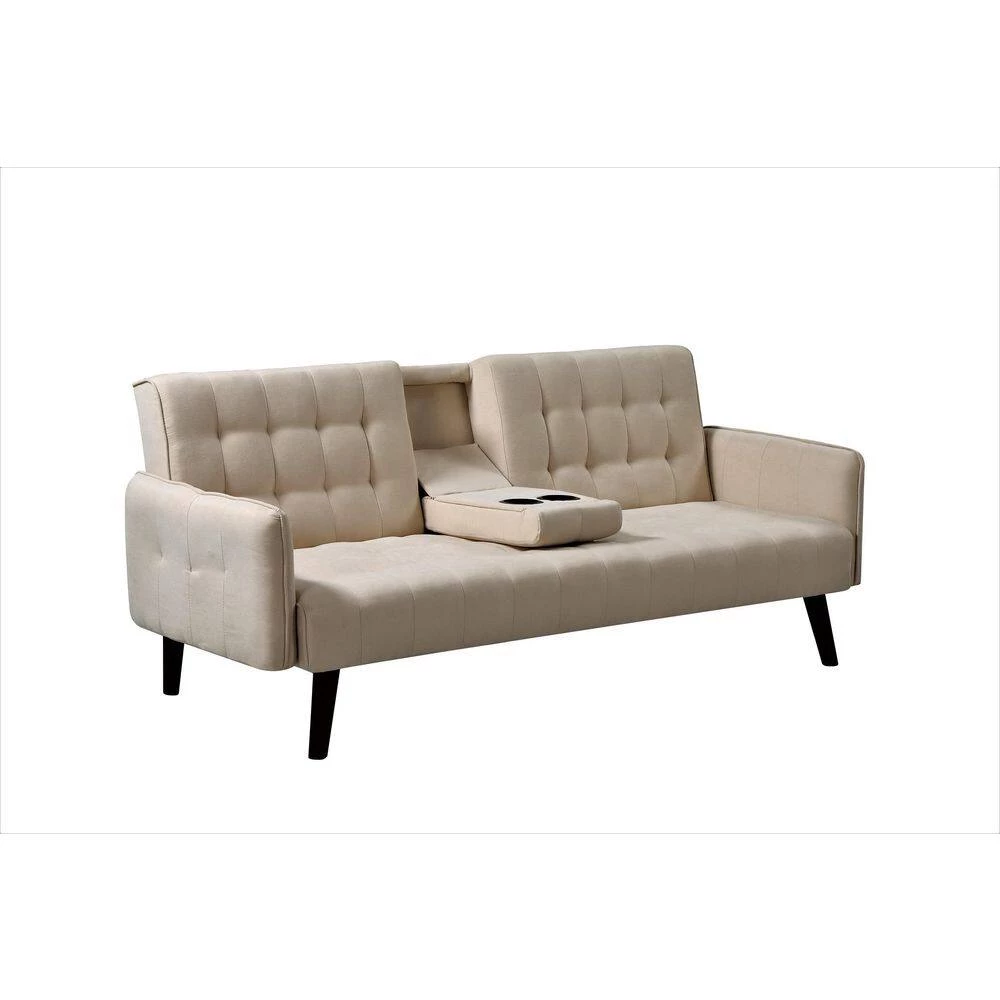 Payne 72 in. Beige Fabric 2-Seater Twin Sleeper Convertible Sofa Bed with Tapered Legs by US Pride Furniture 8 Payne 72 in. Beige Fabric 2-Seater Twin Sleeper Convertible Sofa Bed with Tapered Legs by US Pride Furniture - Image 6