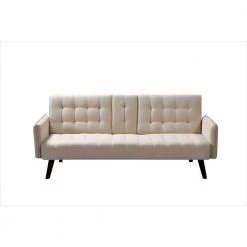 Payne 72 in. Beige Fabric 2-Seater Twin Sleeper Convertible Sofa Bed with Tapered Legs by US Pride Furniture