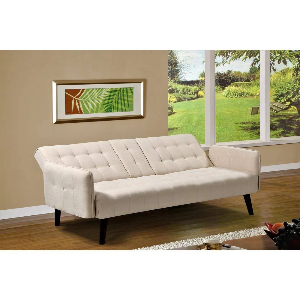 Payne 72 in. Beige Fabric 2-Seater Twin Sleeper Convertible Sofa Bed with Tapered Legs by US Pride Furniture 4 Payne 72 in. Beige Fabric 2-Seater Twin Sleeper Convertible Sofa Bed with Tapered Legs by US Pride Furniture - Image 2