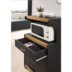 Black-Beech Microwave Cart with Storage by HODEDAH -US Pride Furniture Shop black beech hodedah microwave carts hik72 black beech 1f 1000