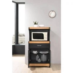 Black-Beech Microwave Cart with Storage by HODEDAH -US Pride Furniture Shop black beech hodedah microwave carts hik72 black beech 31 1000