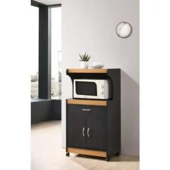 Black-Beech Microwave Cart with Storage by HODEDAH -US Pride Furniture Shop black beech hodedah microwave carts hik72 black beech 4f 1000