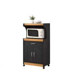 Black-Beech Microwave Cart with Storage by HODEDAH