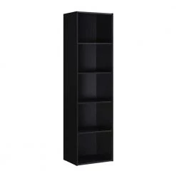 5-Shelf, 59 in. H Black Bookcase by HODEDAH
