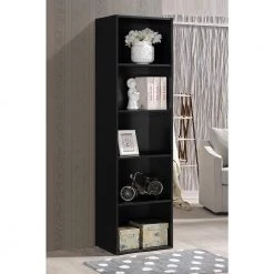 5-Shelf, 59 in. H Black Bookcase by HODEDAH -US Pride Furniture Shop black hodedah bookcases bookshelves hid25 black a0 1000