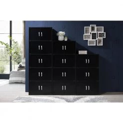 41 in. Black Wood 3-shelf Standard Bookcase with Doors by HODEDAH -US Pride Furniture Shop black hodedah bookcases bookshelves hid33 black 44 1000