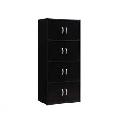 4-Shelf, 54 in. H Black Bookcase with Double Doors by HODEDAH