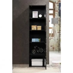 59 in. Black Wood 5-shelf Standard Bookcase with Doors by HODEDAH 10 59 in. Black Wood 5-shelf Standard Bookcase with Doors by HODEDAH -US Pride Furniture Shop black hodedah bookcases bookshelves hid5 black 1f 1000