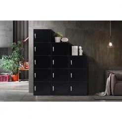 59 in. Black Wood 5-shelf Standard Bookcase with Doors by HODEDAH 11 59 in. Black Wood 5-shelf Standard Bookcase with Doors by HODEDAH -US Pride Furniture Shop black hodedah bookcases bookshelves hid5 black 44 1000
