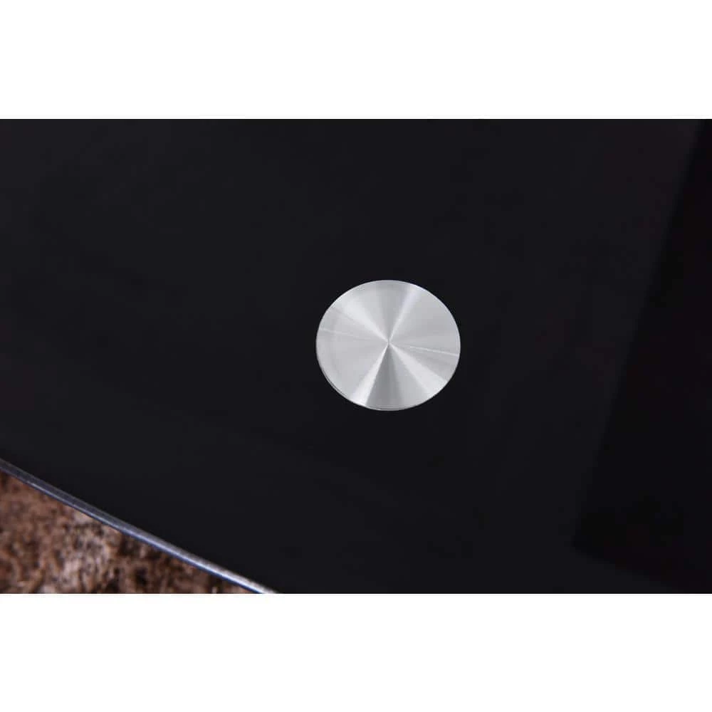 44 in. Black Large Oval Glass Coffee Table with Shelf by HODEDAH 7 44 in. Black Large Oval Glass Coffee Table with Shelf by HODEDAH - Image 5