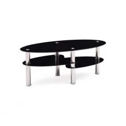 44 in. Black Large Oval Glass Coffee Table with Shelf by HODEDAH 10 44 in. Black Large Oval Glass Coffee Table with Shelf by HODEDAH -US Pride Furniture Shop black hodedah coffee tables hict19 black c3 1000