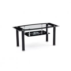 36 in. Black Medium Rectangle Glass Coffee Table with Shelf by HODEDAH