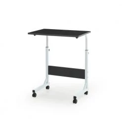 23.6 in. Wide Black Adjustable Height Wood Top Laptop Desk on Wheels by HODEDAH