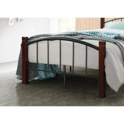Complete Full Metal Bed with Headboard, Footboard and Mahogany Wood Posts by HODEDAH -US Pride Furniture Shop black hodedah platform beds hi599 full 1f 1000