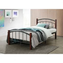 Complete Full Metal Bed with Headboard, Footboard and Mahogany Wood Posts by HODEDAH -US Pride Furniture Shop black hodedah platform beds hi599 full 31 1000