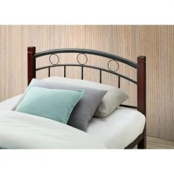 Complete Full Metal Bed with Headboard, Footboard and Mahogany Wood Posts by HODEDAH -US Pride Furniture Shop black hodedah platform beds hi599 full 4f 1000