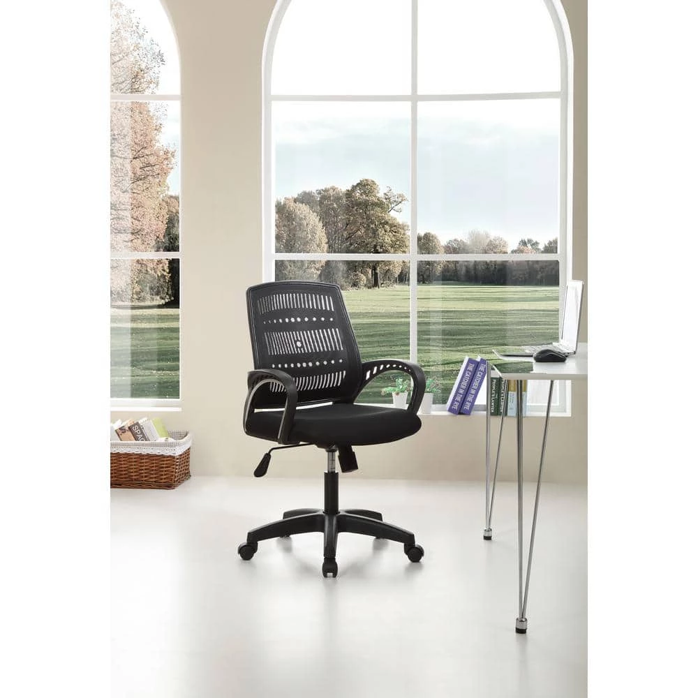 23.6 in. Width Standard Black Fabric Task Chair with Swivel Seat by HODEDAH 4 23.6 in. Width Standard Black Fabric Task Chair with Swivel Seat by HODEDAH - Image 2