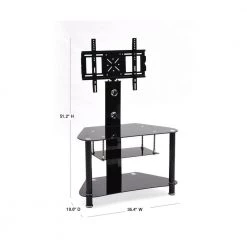 35 in. Black Glass TV Stand Fits TVs Up to 42 in. with Swivel Mount by HODEDAH 8 35 in. Black Glass TV Stand Fits TVs Up to 42 in. with Swivel Mount by HODEDAH -US Pride Furniture Shop black hodedah tv stands hitv103 40 1000