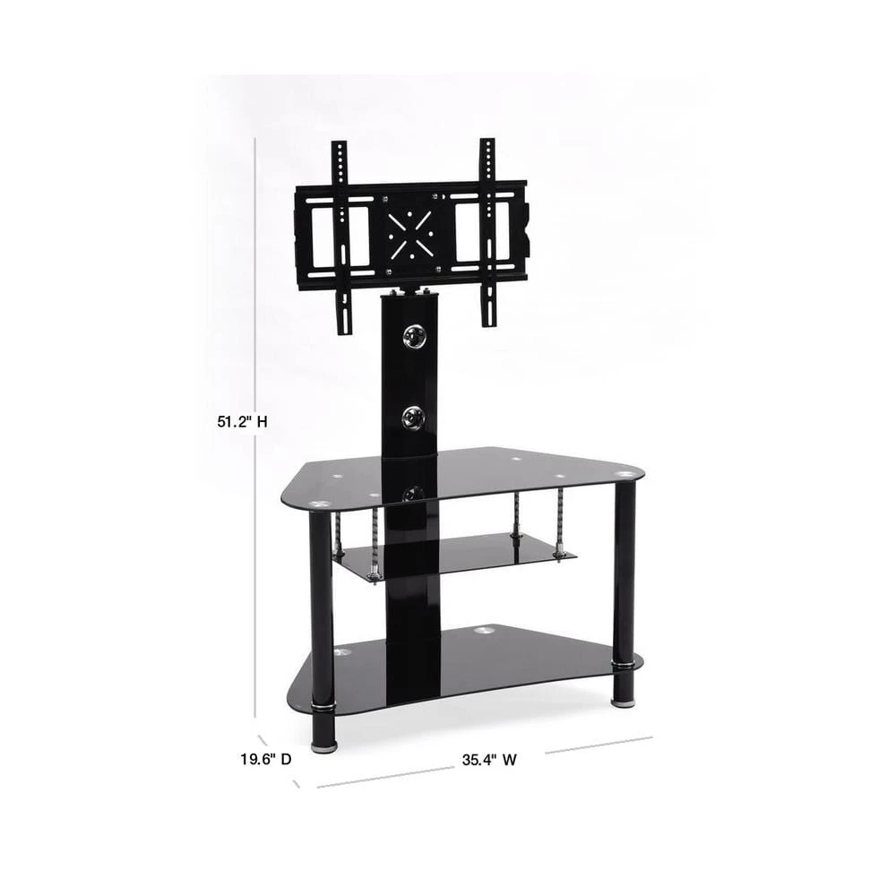 35 in. Black Glass TV Stand Fits TVs Up to 42 in. with Swivel Mount by HODEDAH 5 35 in. Black Glass TV Stand Fits TVs Up to 42 in. with Swivel Mount by HODEDAH - Image 3