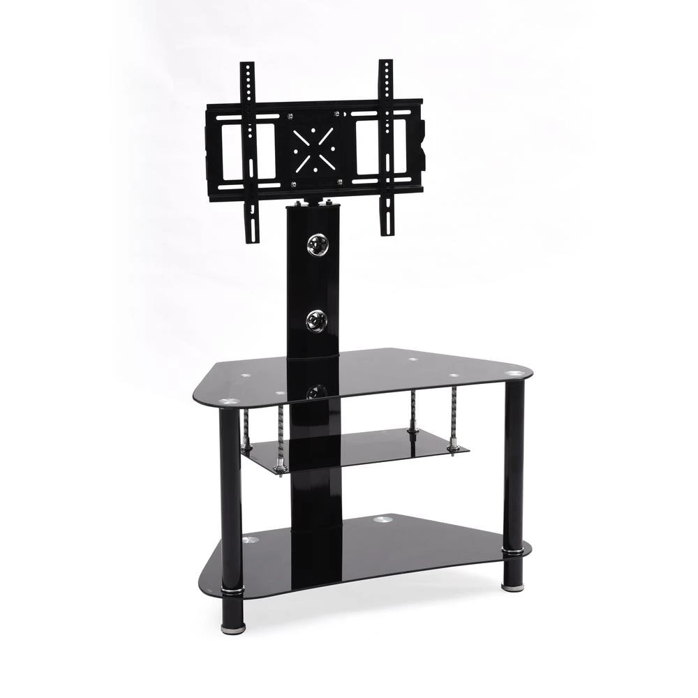 35 in. Black Glass TV Stand Fits TVs Up to 42 in. with Swivel Mount by HODEDAH 4 35 in. Black Glass TV Stand Fits TVs Up to 42 in. with Swivel Mount by HODEDAH - Image 2