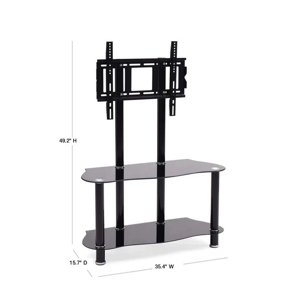 35 in. Black Glass TV Stand Fits TVs Up to 55 in. with Cable Management by HODEDAH 5 35 in. Black Glass TV Stand Fits TVs Up to 55 in. with Cable Management by HODEDAH - Image 3
