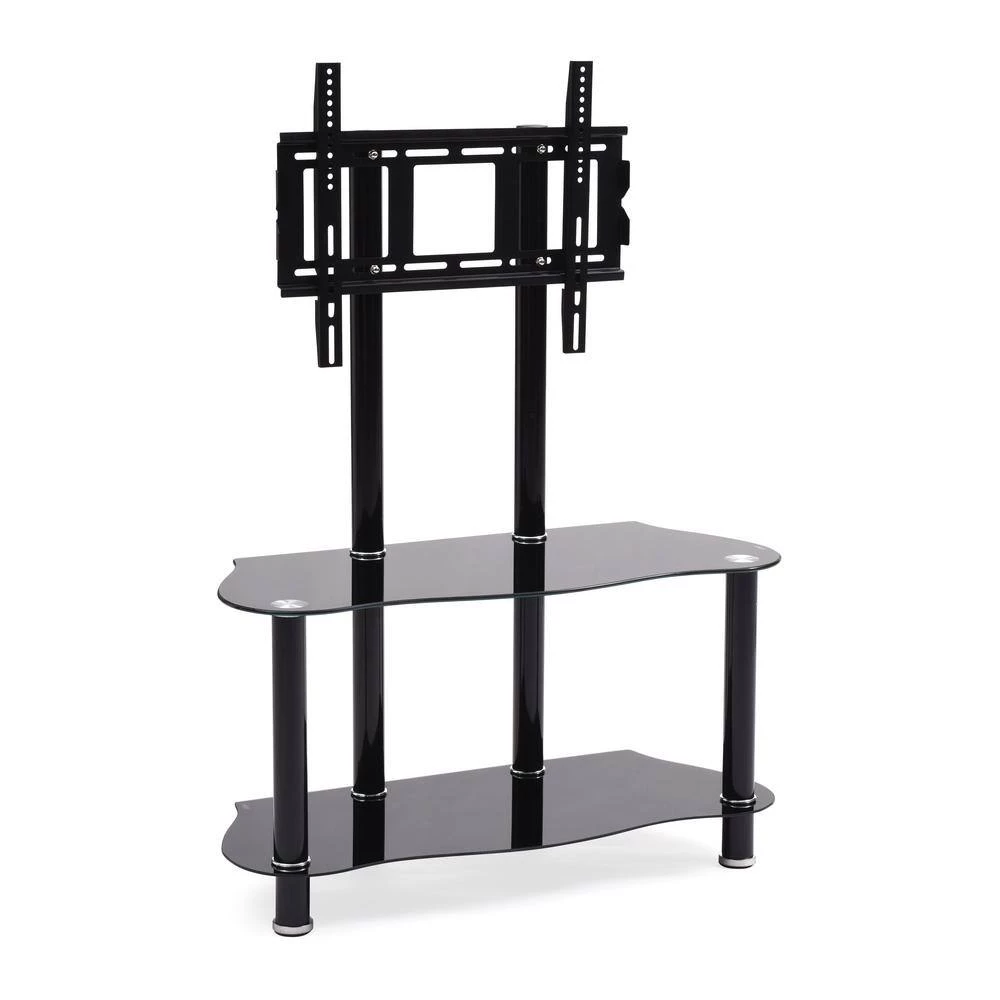 35 in. Black Glass TV Stand Fits TVs Up to 55 in. with Cable Management by HODEDAH 4 35 in. Black Glass TV Stand Fits TVs Up to 55 in. with Cable Management by HODEDAH - Image 2
