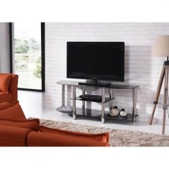 55 in. Black Glass TV Stand Fits TVs Up to 60 in. with Built-In Storage by HODEDAH -US Pride Furniture Shop black hodedah tv stands hitv21 31 1000