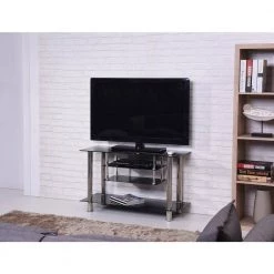 39 in. Black Glass TV Stand Fits TVs Up to 55 in. with Built-In Storage by HODEDAH -US Pride Furniture Shop black hodedah tv stands hitv51 31 1000