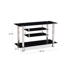 39 in. Black Glass TV Stand Fits TVs Up to 55 in. with Built-In Storage by HODEDAH -US Pride Furniture Shop black hodedah tv stands hitv51 40 1000