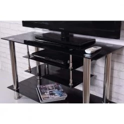 39 in. Black Glass TV Stand Fits TVs Up to 55 in. with Built-In Storage by HODEDAH -US Pride Furniture Shop black hodedah tv stands hitv51 4f 1000